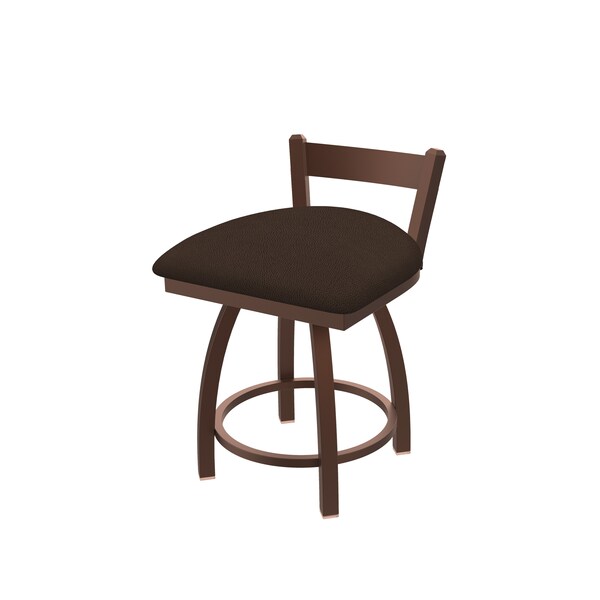 18" Low Back Swivel Vanity Stool, Bronze Finish, Rein Coffee Seat